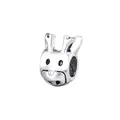Vintage silver animal charm for bracelets, featuring a cute rabbit design with long ears - Cartoon Animal Style (2)