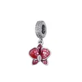 Exquisite red enamel orchid charm with pavé zircon bail in polished copper - Red Mosaic Orchid Style