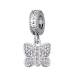 Micro-paved zircon butterfly charm pendant in silver metal for DIY jewelry making - Exquisite Butterfly Pendant Style