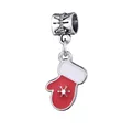 Christmas red enamel glove pendant with snowflake for DIY bracelets and charms - Red Glove Style