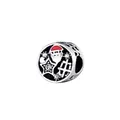 Silver Christmas Santa bead charm with black enamel and zircons for DIY bracelets - Round Santa Claus Style (10)