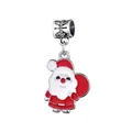 Silver Santa Claus enamel pendant charm for DIY jewelry with striped tube bail detail - Santa Claus Style