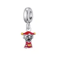 Copper micro-inlaid zircon Caishen bead charm with red enamel for DIY jewelry making - Traditional Fortune God Style