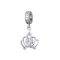 Elegant silver crown bead charm with sparkling zircon inlay for DIY bracelet necklaces - Micro-inlaid Zirconia Crown Style