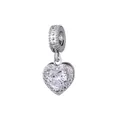 Sparkling copper heart pendant with large clear zircon stone and silver-plated micro-pave - Large Zirconia Heart Style