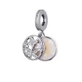 Enameled butterfly charm with micro-pave zircons and mother-of-pearl inlay pendant - White Shell Butterfly Flower