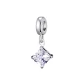 Silver square-cut zircon pendant with polished bail and four-prong setting for jewelry - Square Zirconia Style
