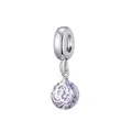 Polished silver pendant charm featuring triple interlocking hollow rings and micro-pave zircons - Three Ring Overlapping Hollow Style