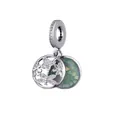 镂空蝴蝶蜻蜓珐琅绿串珠吊坠, Silver hollow butterfly and dragonfly pendant with green enamel - Green Mosaic Dragonfly Round Charm