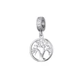 Polished silver-tone Tree of Life charm pendant with intricate hollowed branch design - Tree of Life Design