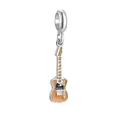 Electric guitar charm pendant with orange enamel for DIY bracelet styling - Orange Guitar