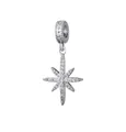 Sparkling star charm pendant in silver plated copper with cubic zirconia stones - North Star Eight-Pointed Star Style