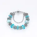 Fashion lake green DIY beaded bracelet with sparkling crystal and blue glass beads - Lake Green