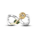 Detail of infinity pendant charm with sunflower and You are my sunshine engraving - Sunflower Infinity Charm