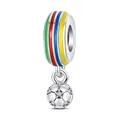 Colorful enamel stripe bead with sparkling crystal football pendant for charm bracelets - Colorful Striped Soccer Ball Style (4)