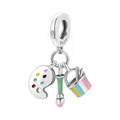 Macro detail of S925 silver artist charm with colorful palette and paintbrush charms - Art Palette and Brush Style (8)