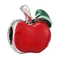 Ciondolo a forma di mela rossa con foglia verde in smalto per creazione di gioielli - Stile Mela Rossa Cartone Animato (17)