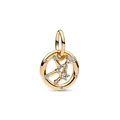 Golden constellation charm bead with sparkling star-cut zircon and geometric pattern - Zodiac Geometric Style (15)