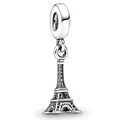 Vintage Eiffel Tower charm pendant in silver alloy for DIY bracelets and necklaces - Retro Oxidized Eiffel Tower Pendant (#58)
