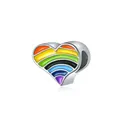 Rainbow enamel heart charm bead in silver metal for DIY bracelet jewelry design - Rainbow Heart Style (9)