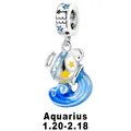 Aquarius zodiac charm with blue stardust enamel and star detailing for DIY bracelets - Aquarius