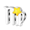 Silver Virgo zodiac bead charm with a bright yellow star for DIY jewelry bracelets - Virgo