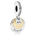 Detailansicht dreilagiger Silber- und Goldanhänger mit Me, You, Forever Gravuren - ME YOU Forever Runde Platte