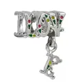 Silver alloy JOY alphabet charm with colorful enamel floral patterns for DIY jewelry - JOY Letter Colored Charm (019)