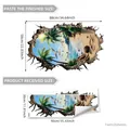 3D tropical beach wall sticker set with coconut trees and ocean view 88x58cm size - Coastal Coconut Grove Style (ATW6119) / Large Format