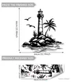 Muursticker vuurtoren en meeuwen silhouet voor huisdecoratie, afmeting 66x64cm - 30x90cm