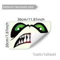 Glow in the dark Halloween monster wall stickers with green eyes and sharp teeth - Green Eyes Fangs Mouth Style (YCG9002) / 30x20cm