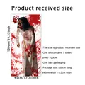 Detailed dimensions of Halloween zombie window sticker with bloody handprints 45x100cm - Horror Female Zombie Style (BDJ16502)