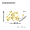 Details zu Happy Birthday Wandaufkleber Abmessungen 30x60cm und goldener künstlerischer Schrift - 30x60cm