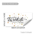 Detail of Happy Birthday wall sticker with gold stars showing adhesive peel backing - Gold Pentagram Font (M10170) / 30x60cm