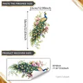Dimensiones del vinilo de pared de pavo real y flores con tamaño final y hoja de diseño - Estilo Floral Pavo Real con Borde Dorado (TJ12004)