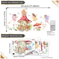 Cartoon Fee Pilz Wandsticker Set für Wohnzimmer Haus Dekor 69x38cm Abmessung - 30x20cm
