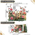 Adesivi murali con fiori colorati recinto e farfalle per decorazione casa - Recinzione Floreale Farfalla (XY003) / 30*45cm*2pcs