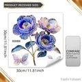 Adhesivo de pared flores y mariposas con pan de oro, decoro de baño de 30x30cm - Estilo Creativo de Mariposa y Flores con Hoja de Oro Colorido (XJ003) / XJ003 (30*30cm) / Azul y Púrpura
