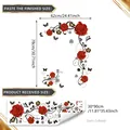 Removable red rose wall decal with black vines and butterflies for home wall decor - 30*90cm