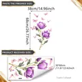 Stickers muraux fleurs mauves et papillons de 38x68cm pour décoration maison - 30*60cm