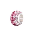 Pink and white crystal pavé round charm with silver metal core for DIY bracelets - Pink