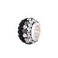 Silver bead with pavé-set black and white crystals for DIY bracelet jewelry - Black