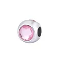 Silver-finished bead accessory with pink faceted crystals for DIY jewelry bracelets - Pink