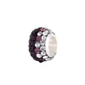 Sparkling purple and silver faceted crystal charm bead with large hole for DIY bracelets - Deep purple