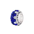 DIY silver bead charm with pavé set dark blue and white faceted crystals - Dark Blue