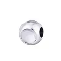 Silver alloy round charm bead with faceted clear crystal stone for DIY bracelet - White