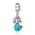 Detail of cartoon girl charm with blue enamel dress and zircon stone for DIY bracelets - Cartoon Girl Style / Cyan Blue