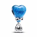 Blue heart charm bead with silver bow and ballet shoes pendants on white background - Blue Heart Ballet Shoe Style (4)
