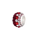 DIY charm bead featuring red and white faceted crystals with a large silver hole - Red