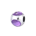 Silver alloy large hole bead with purple faceted crystals for DIY jewelry making - Purple